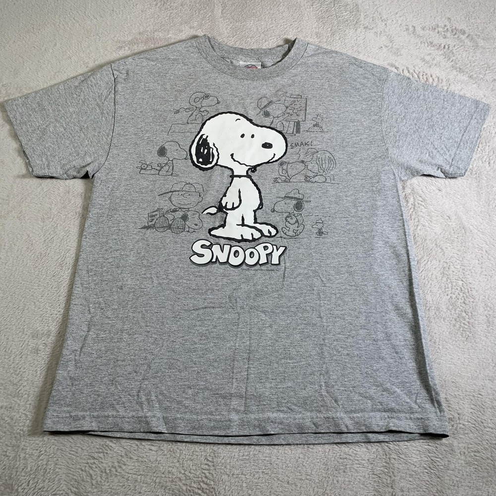 Vintage Snoopy Shirt‎ Mens Large Gray Peanuts Graphic Tee Cartoon Dog Alstyle